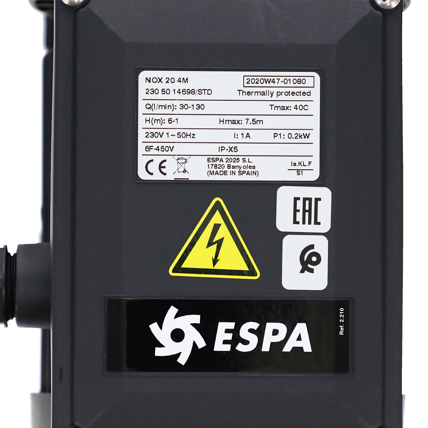 Pompe de circulation NOX 20-4M - 0.2 HP (0.15 kW)