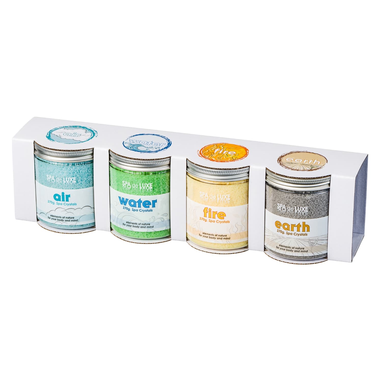 The 4 Elements Bath Salt crystals Luxury spa boxset