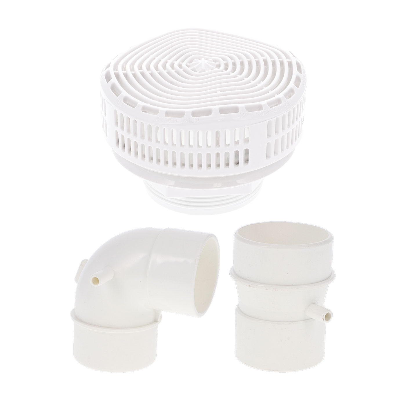 Bonde d'aspiration 5 pouces Ondulée + 1 raccord coudé et droit Blanc Bonde d'aspiration 5 pouces Ondulée + 1 raccord coudé et droit Blanc