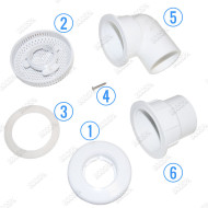 Buse d'aspiration à sceller 50mm pour spa béton Droit