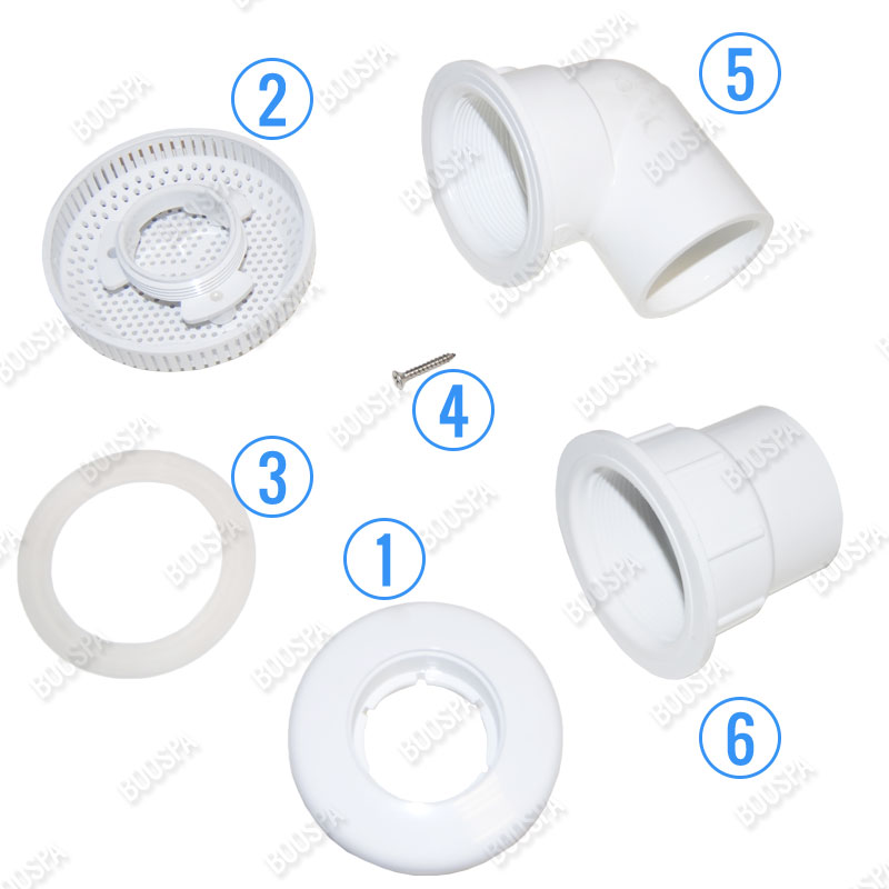 Buse d'aspiration à sceller 50mm pour spa béton Droit