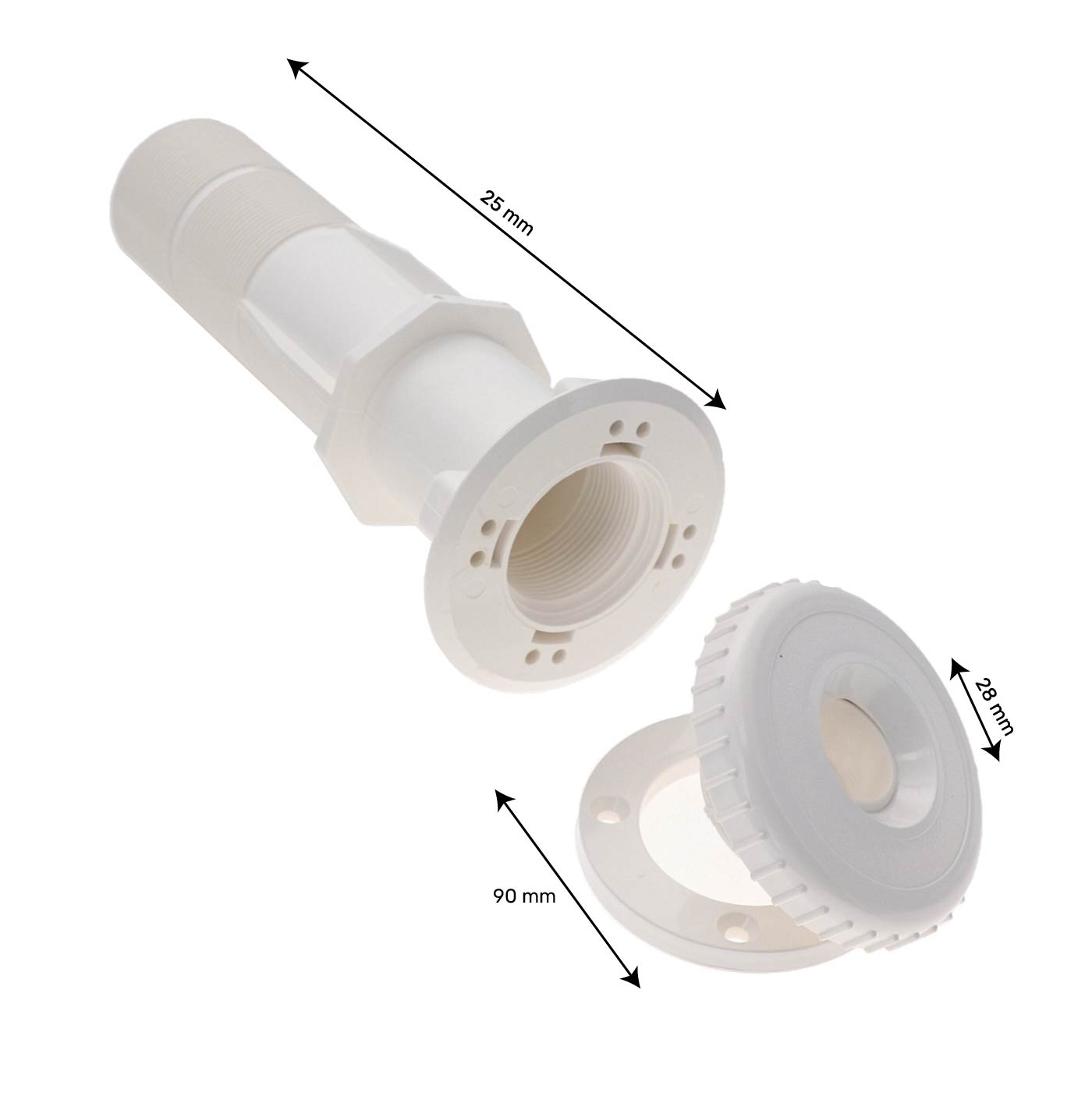 Traversée de paroi pour spa béton et liner Standard (Blanc) Béton