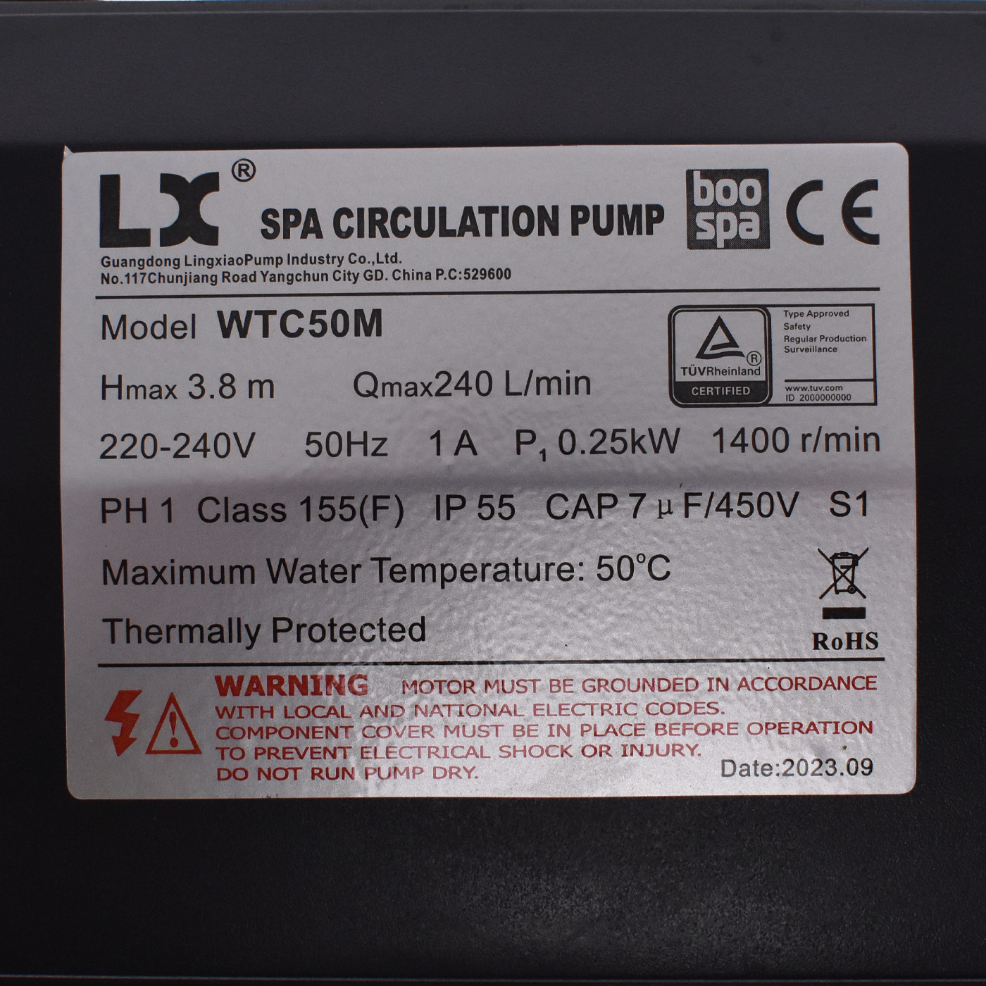 Pompe de circulation Lx Whirlpool WTC50M - 0.35 HP (0.25kW) 48mm - 1.5'' Inclus Pompe de circulation Lx Whirlpool WTC50M - 0.35 HP (0.25kW) 48mm - 1.5'' Inclus