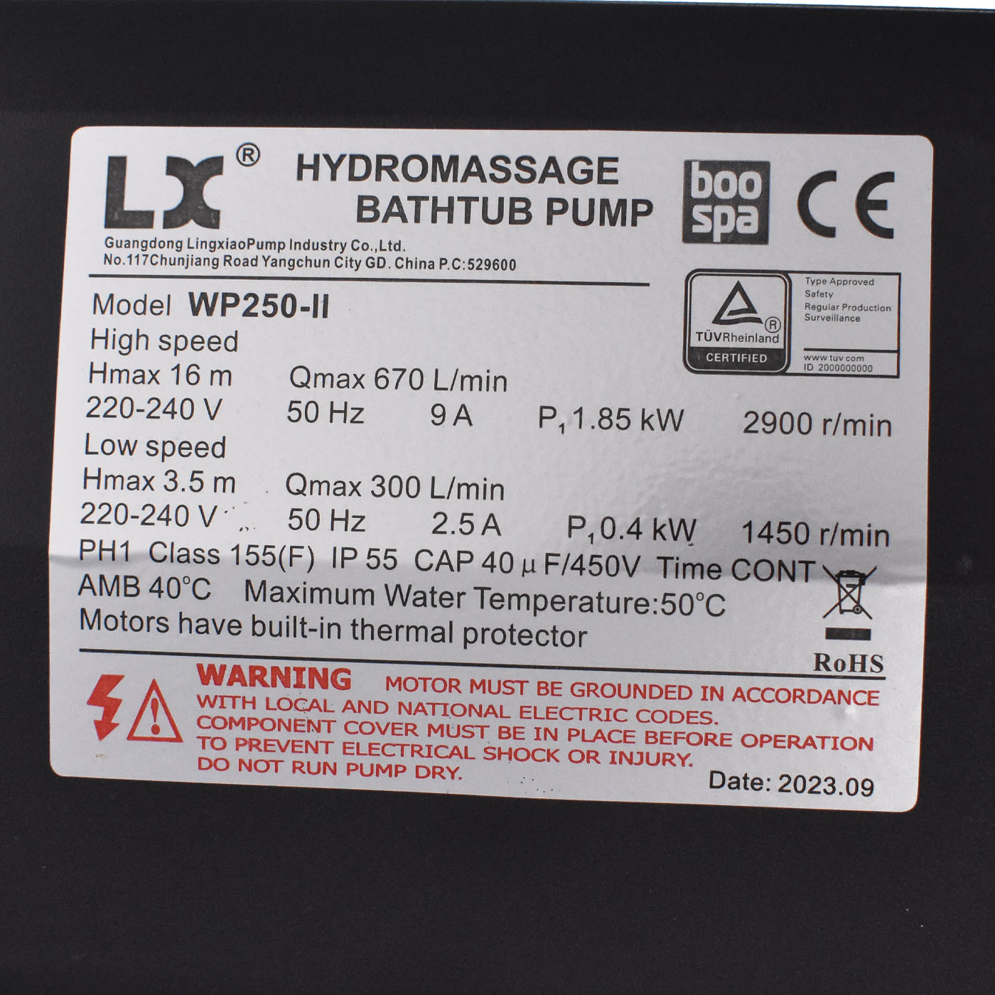 2-Speed Massage Pump WP250II - 2.5HP