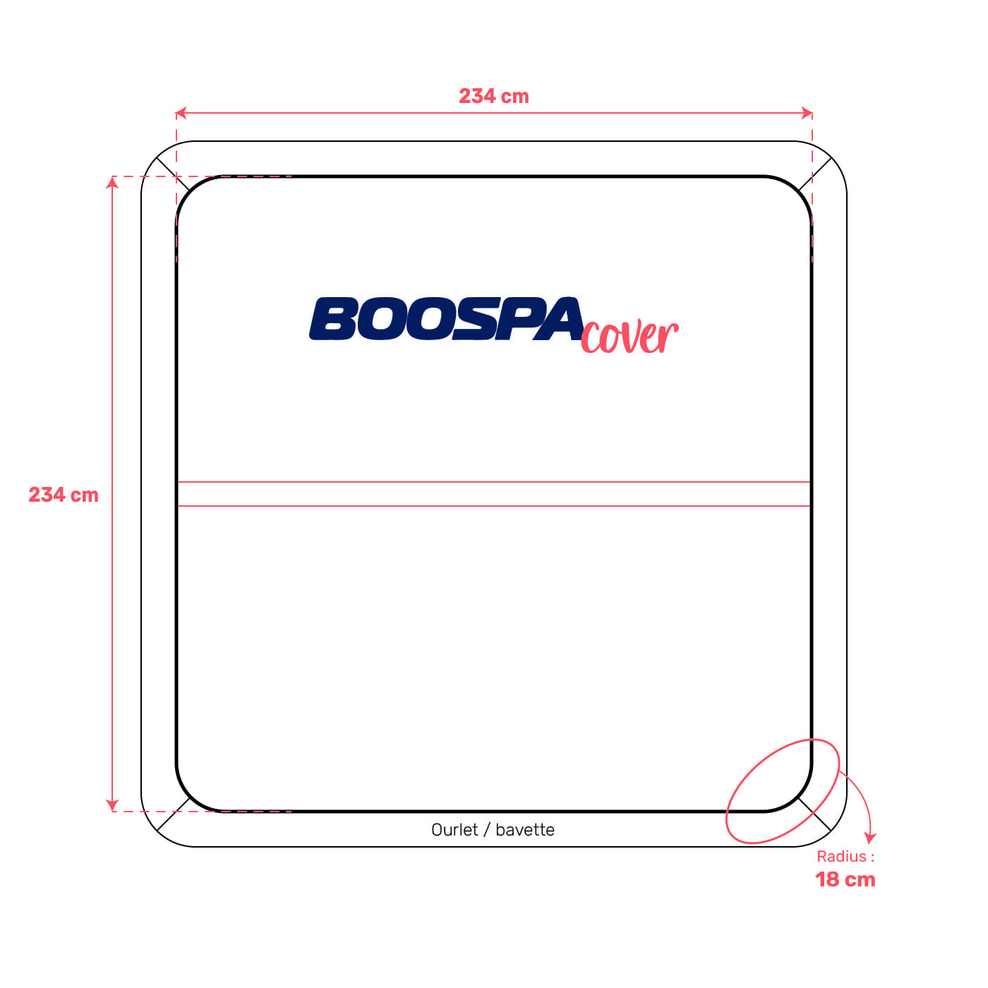 Spa cover 234cm x 234cm R18cm