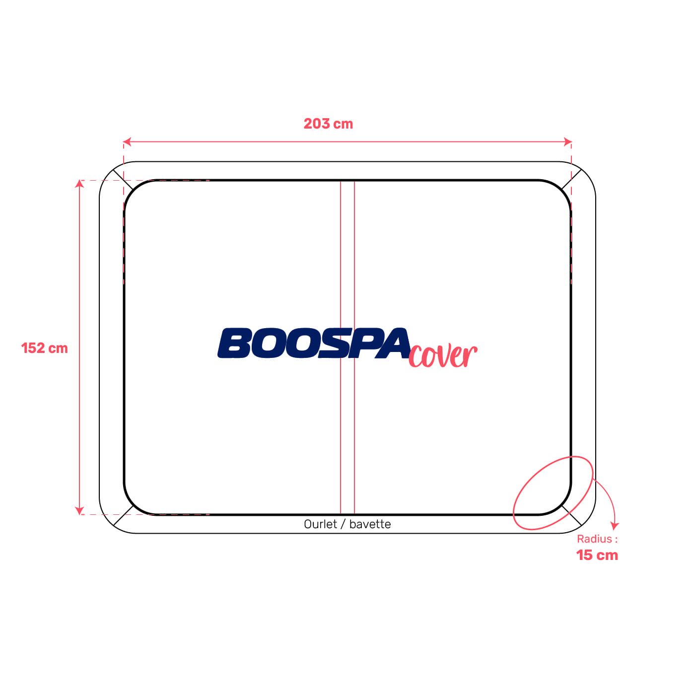 Spa cover 203cm x 152cm R15cm
