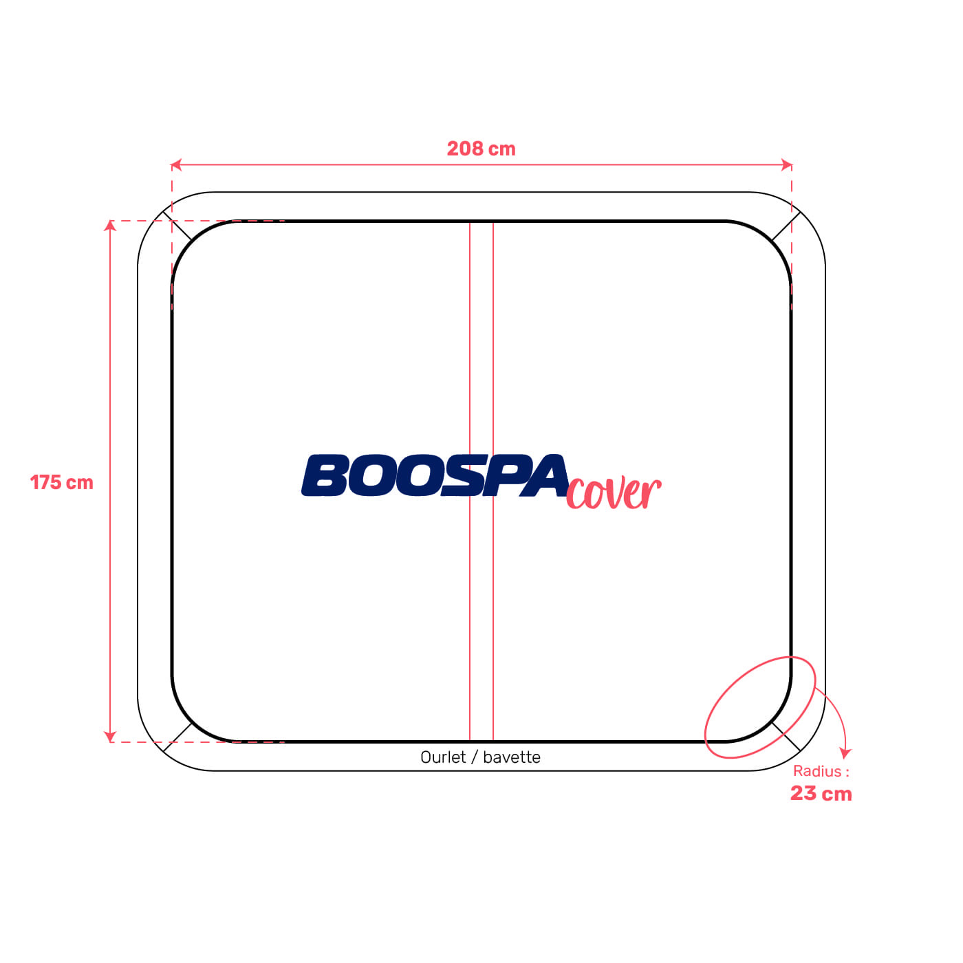 Couverture pour spa 208cm x 175cm R23cm