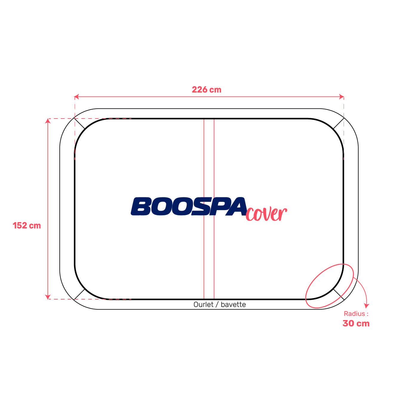 Couverture pour spa 226cm x 152cm R30cm