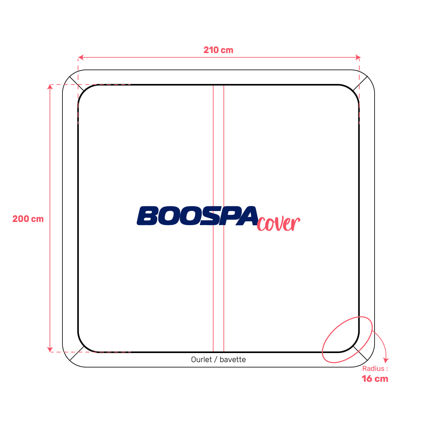 Spa cover 210cm x 200cm R16cm