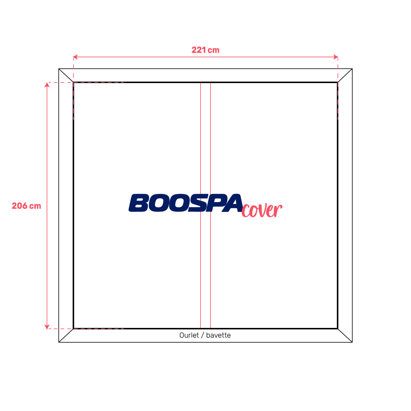Whirlpool-Abdeckung passend für 221 × 206 cm – Radius 0 cm