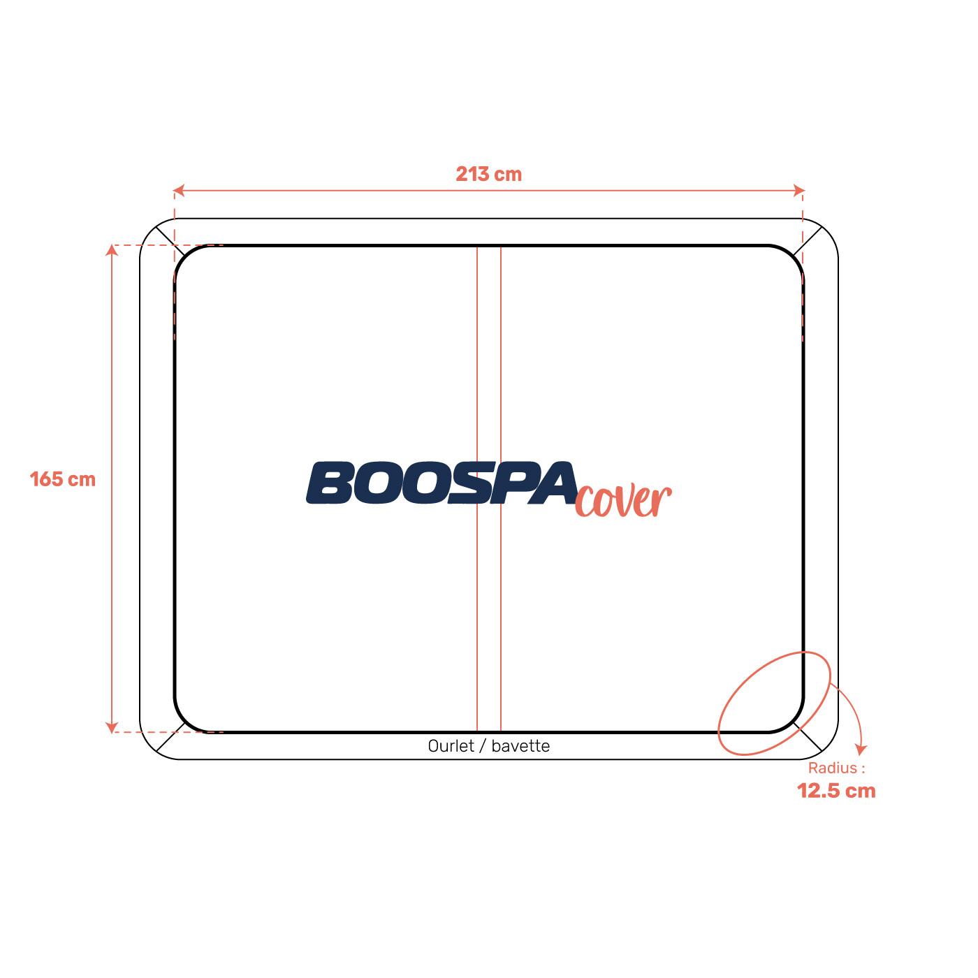 Spa cover 213cm x 165cm R12.5cm Weather Shield