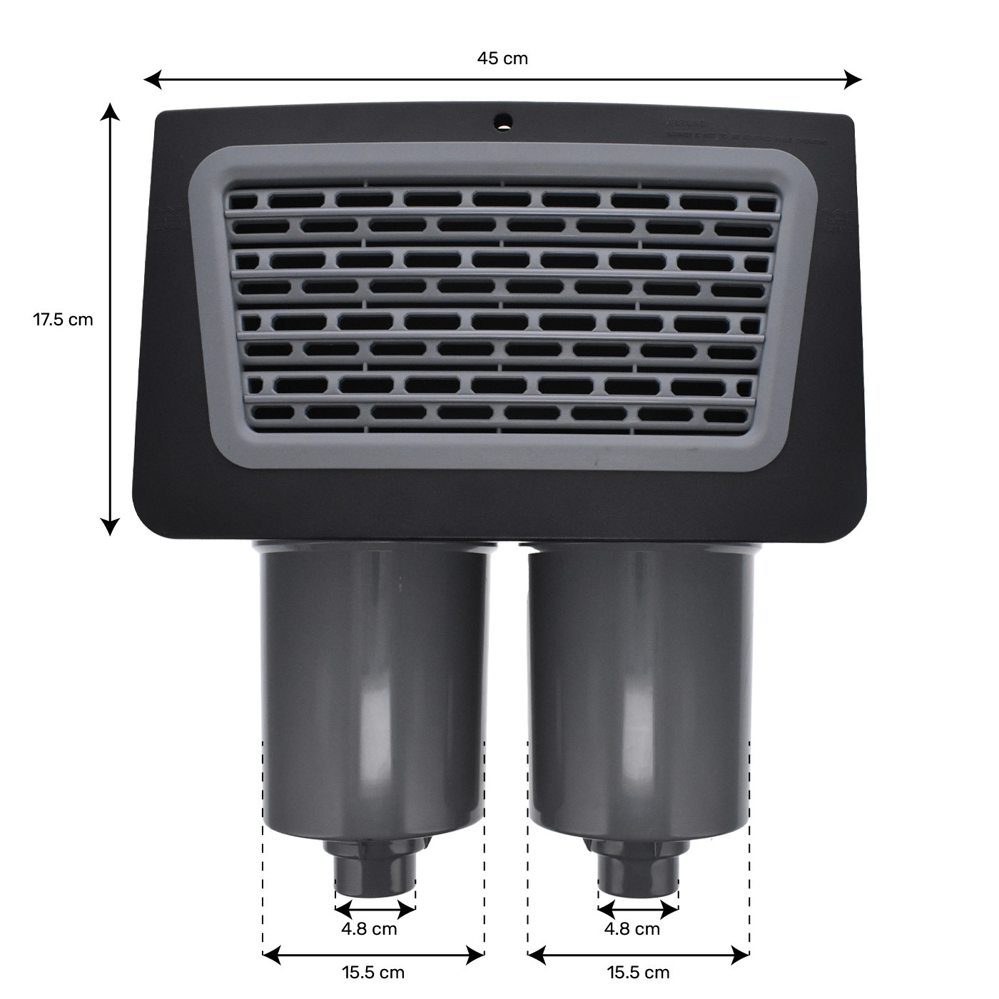 Skimmer complet double filtres Façade avec grille