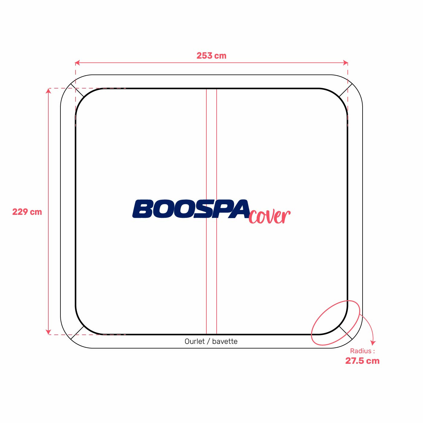 Couverture pour spa 253cm x 229cm R27.5cm