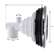 190mm Master Massage jet in stainless steel/grey with its socket.