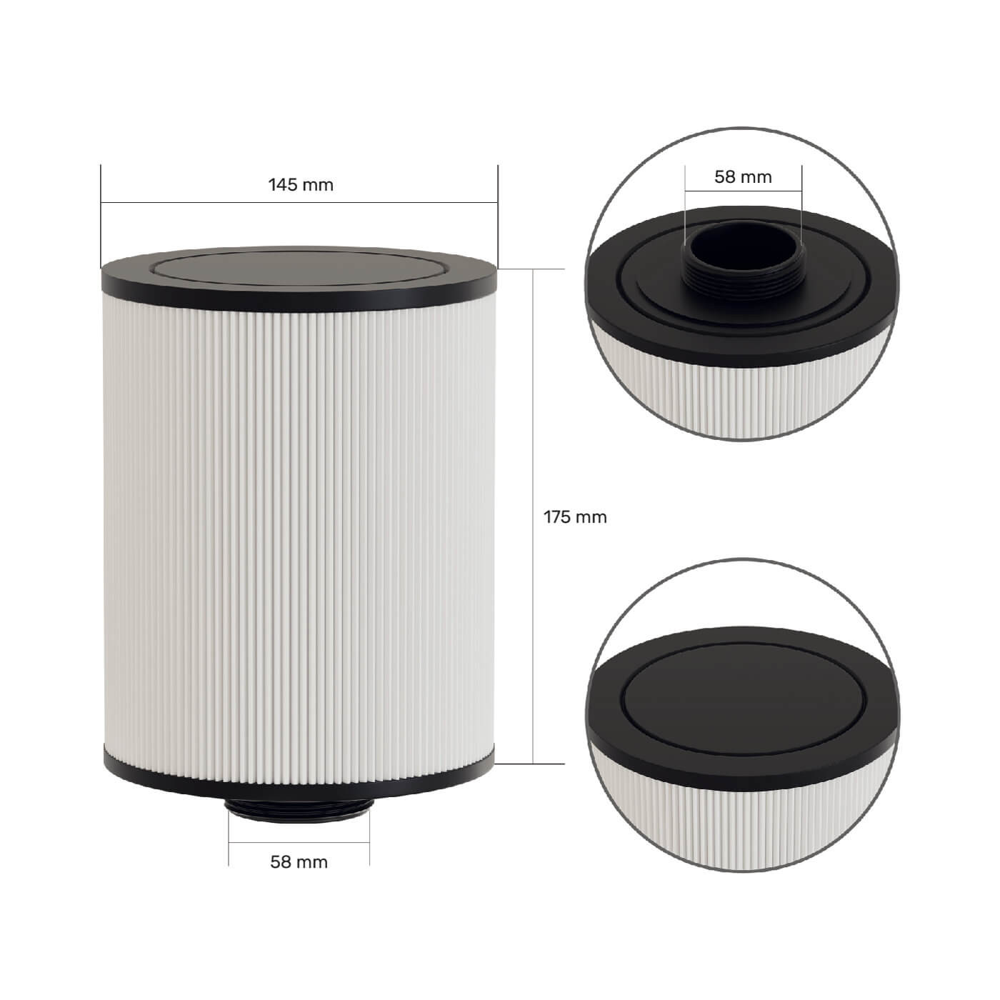 Lot de 4 filtres spa Jazzi (52512 / PJZ16 / TOP-BL-25) Classique