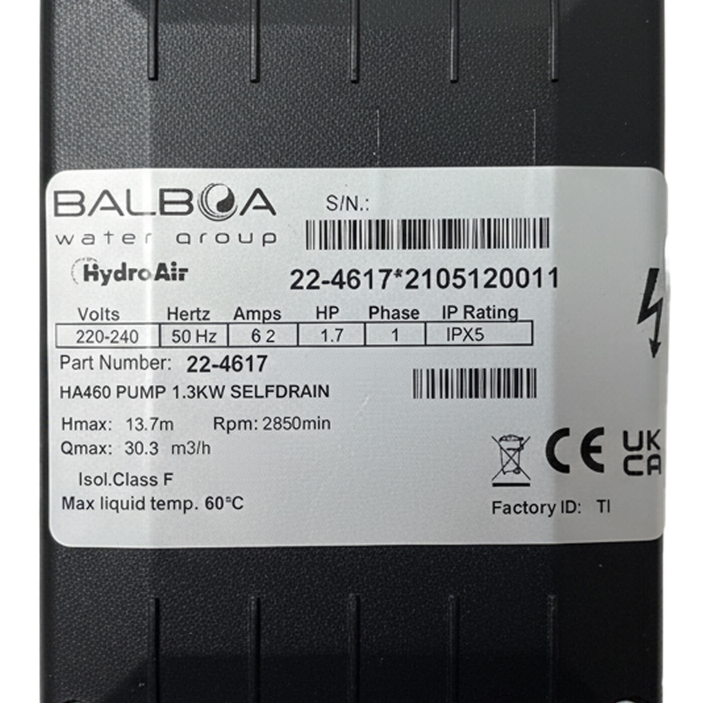 *Pompe de massage HA460 1.5HP mono-vitesse Electrique Dessous