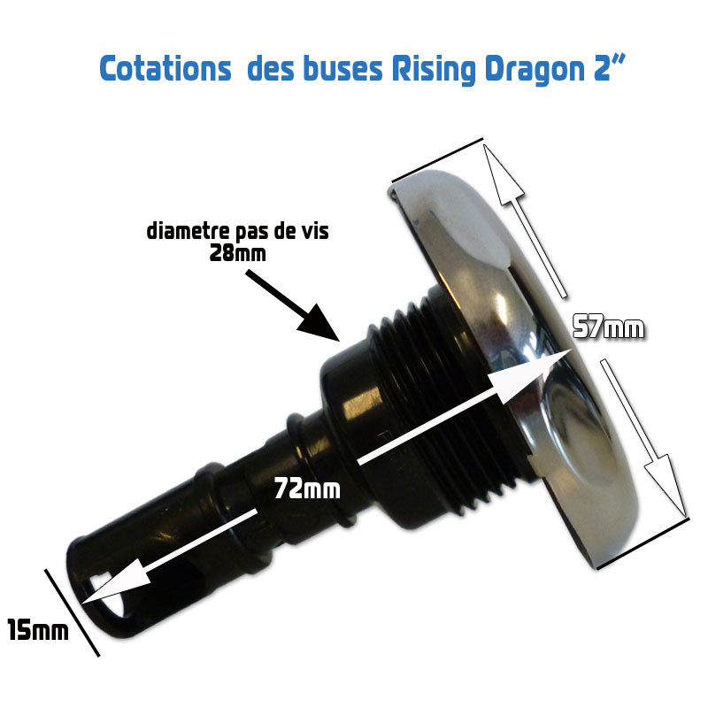 Buses Rising Dragon en 2 pouces (57mm) Jet directionnel Inox smooth ( lisse )