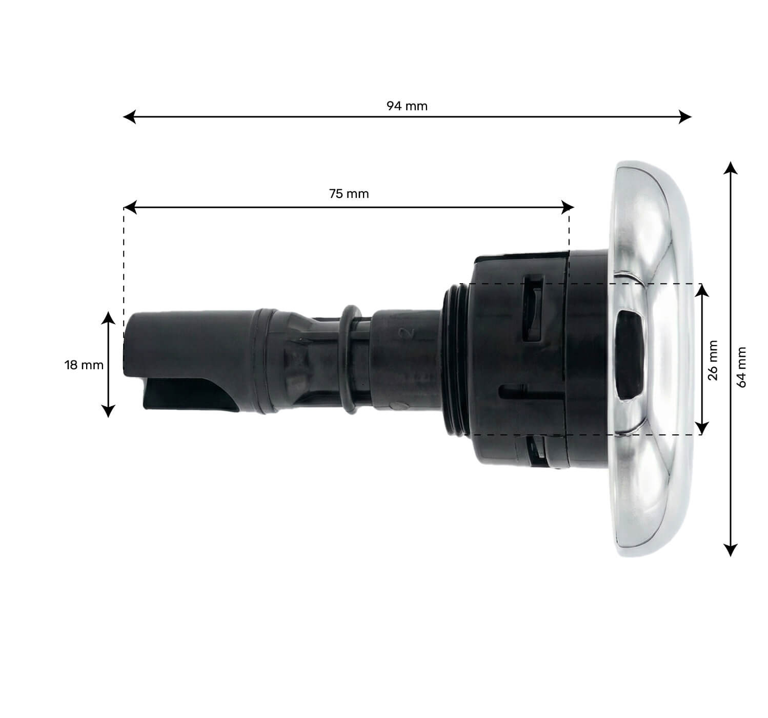 Jet 2.5" (64mm) série Crystal Noir Jet directionnel