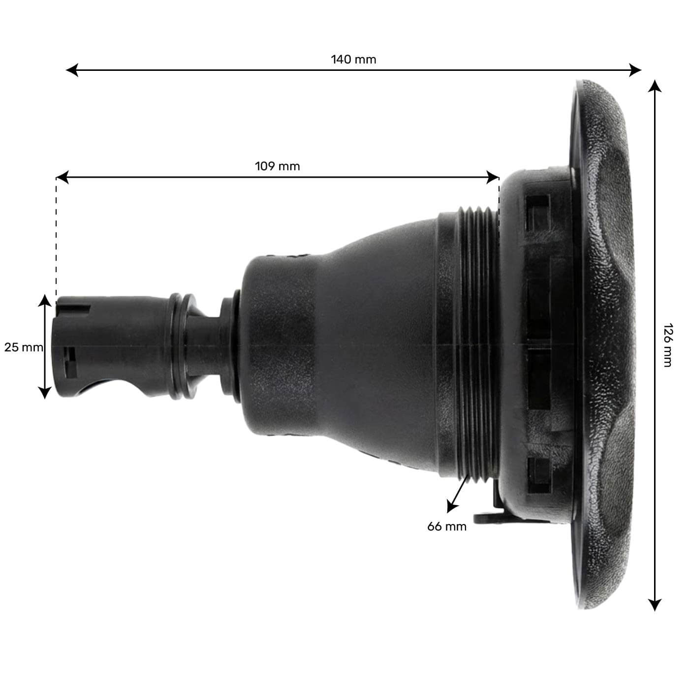 Buses 5 pouces (128mm) Roto ABS Noir lisse