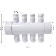 Hose connector 1.5" M/F - 8 outlets 3/4" M grooved - 21133-080-000