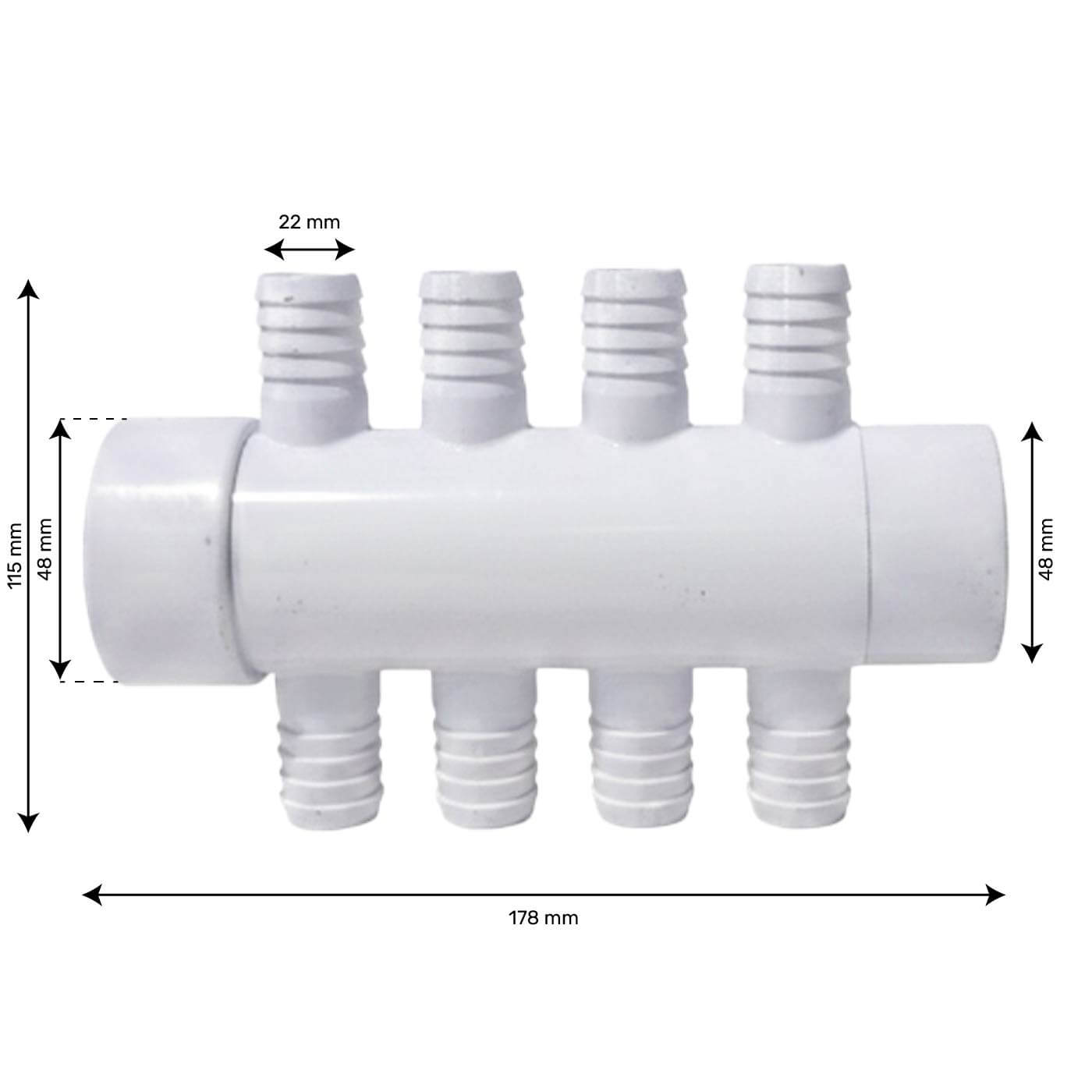Nourrice 1.5" M/F - 8 sorties 3/4 " M cannelées - CMP 21133-080-000