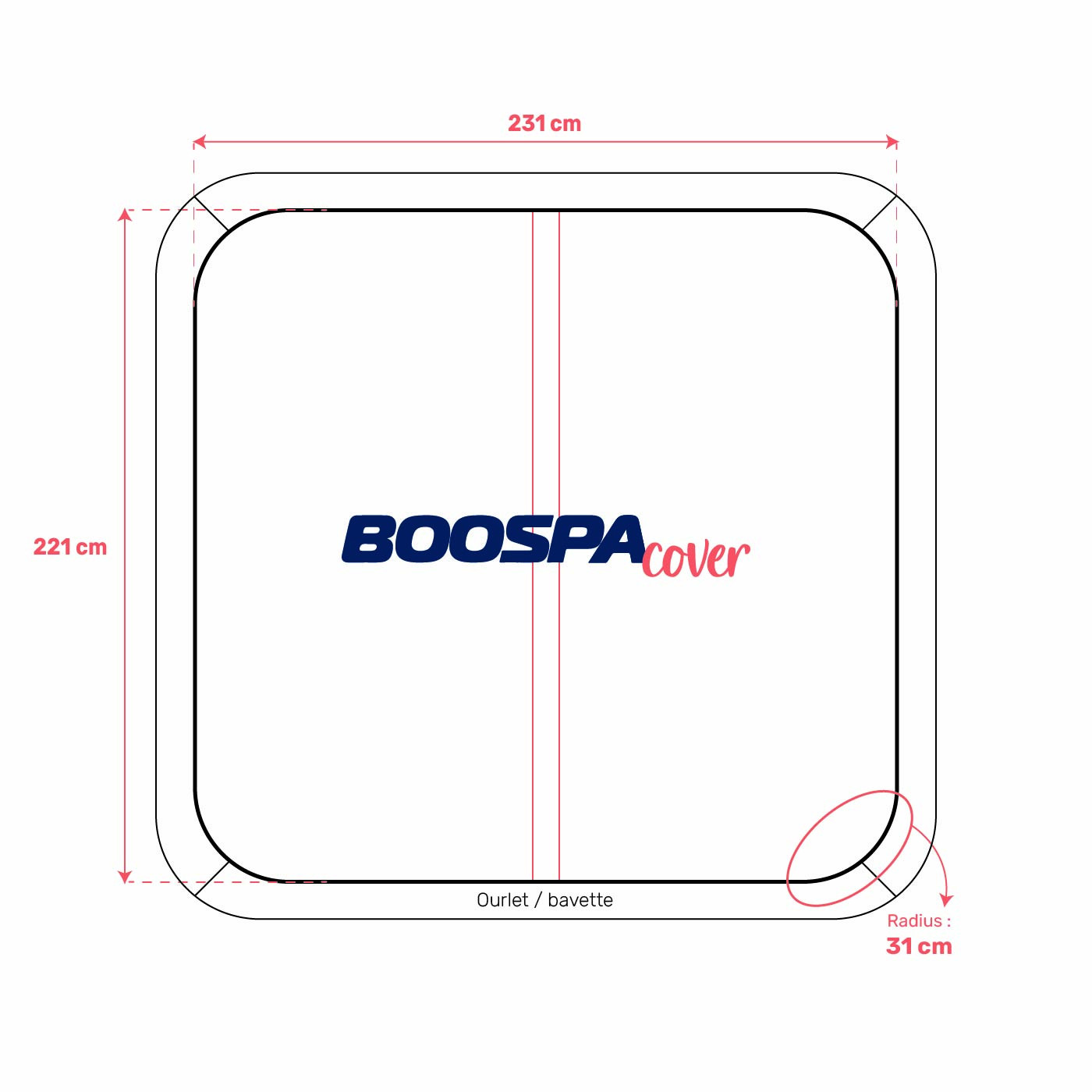 Couverture pour spa 231cm x 221cm R31cm