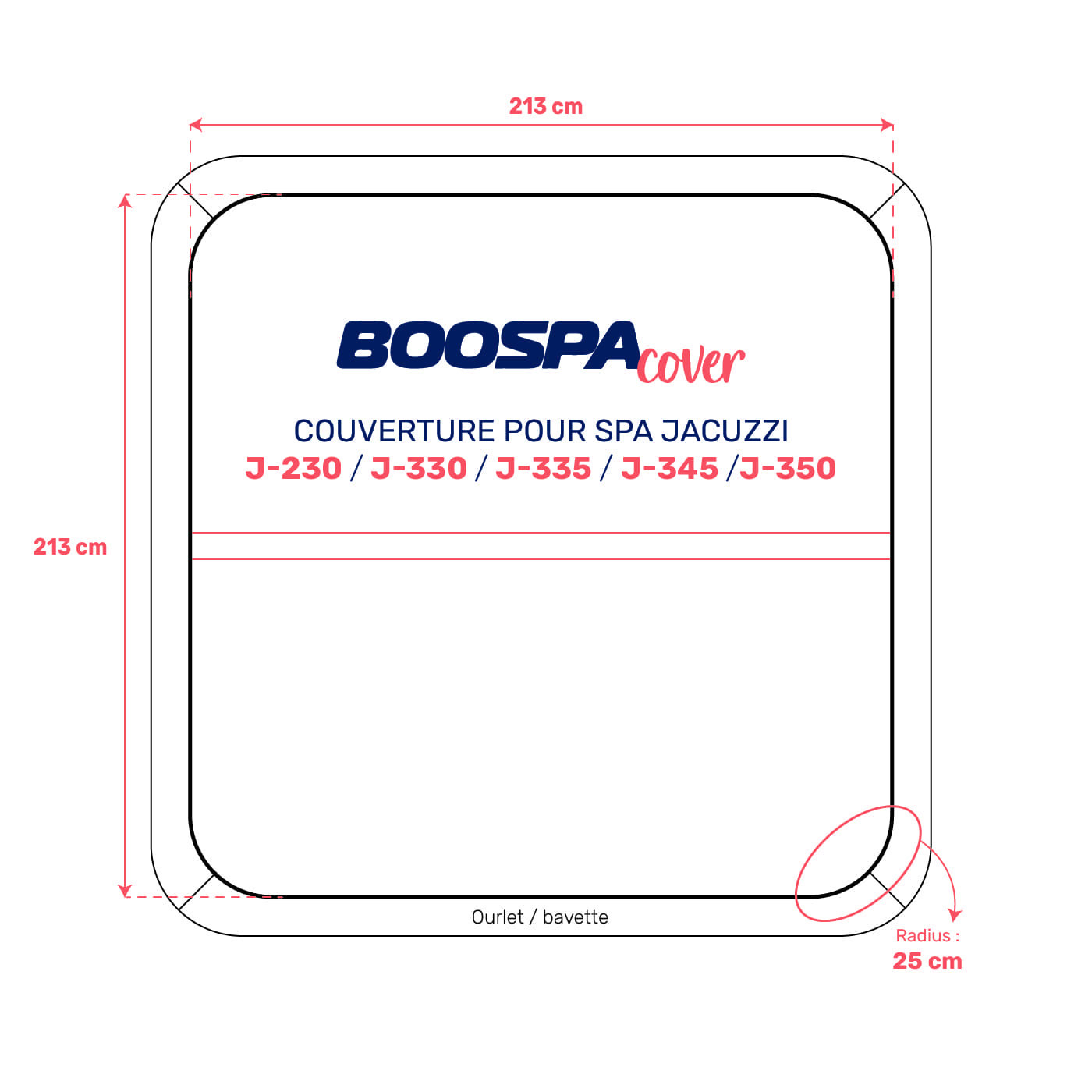 Couverture compatible spa Jacuzzi J-230 / J-330 / J-335 / J-345 / J-350