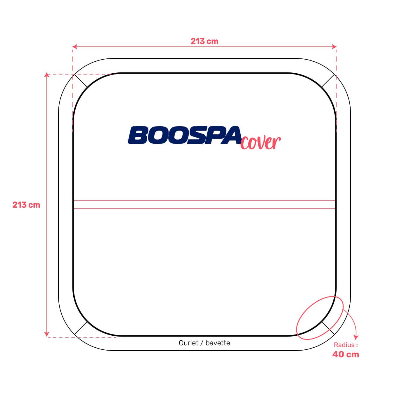 Abdeckung für Spa 213 cm x 213 cm R40 cm - Graues Vinyl - B-ware