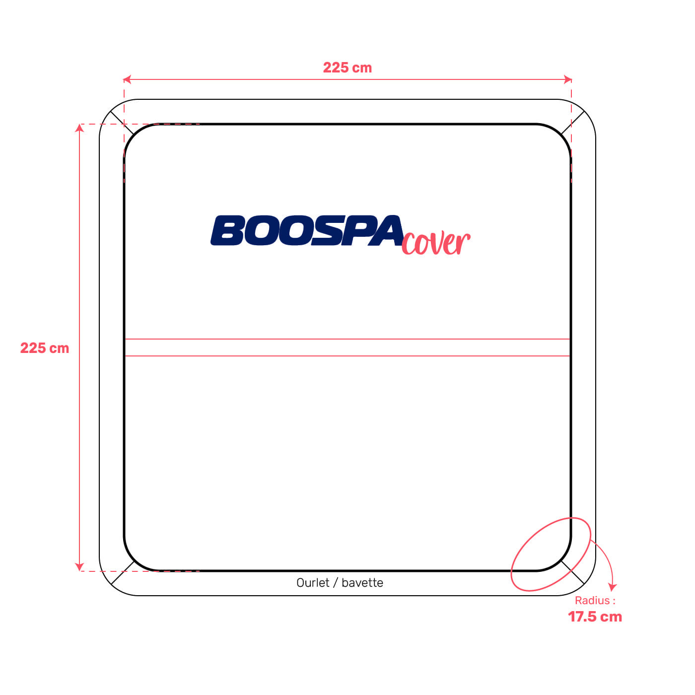 Couverture pour spa 225cm x 225cm R17.5cm RECONDITIONNE