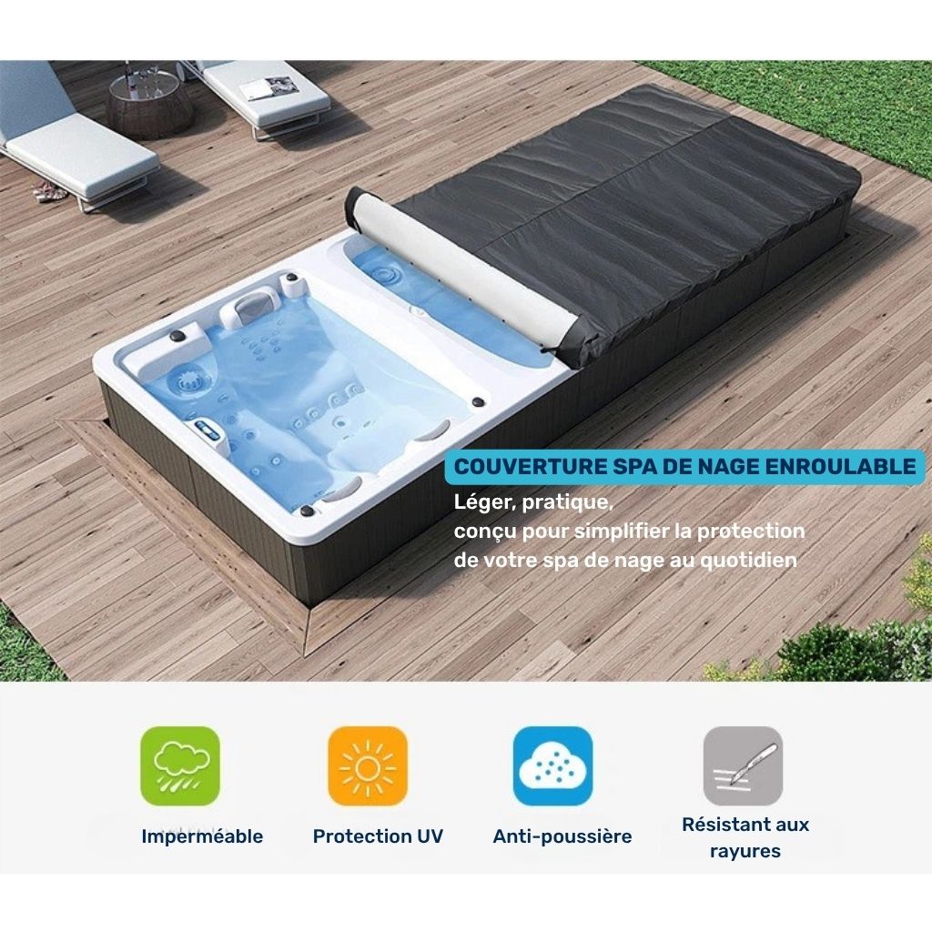 couverture spa de nage eroulable