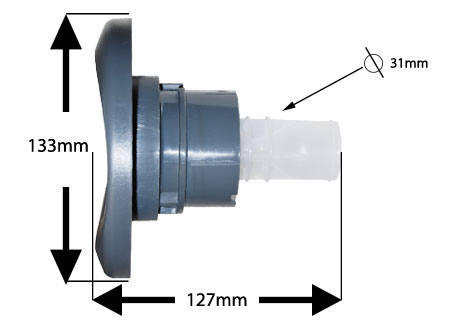 Jet PowerPro LX 316SS pour spa Jacuzzi® Dimensions