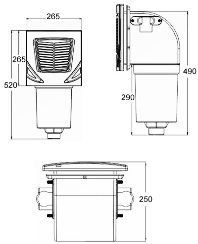 Dimensions skimmer Black