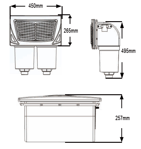 Dimensions skimmer double filtres